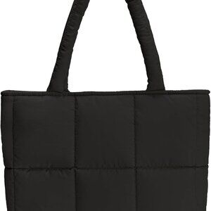 Women Puffer Tote Bag Nylon Large Capacity Work Travel Gym Shoulder Handbag
